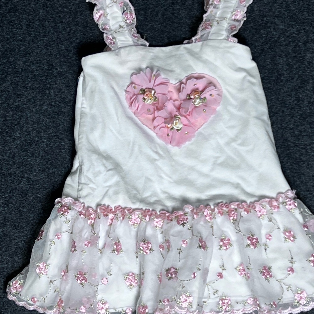 CachCach White and Pink Floral Dress 12 Months